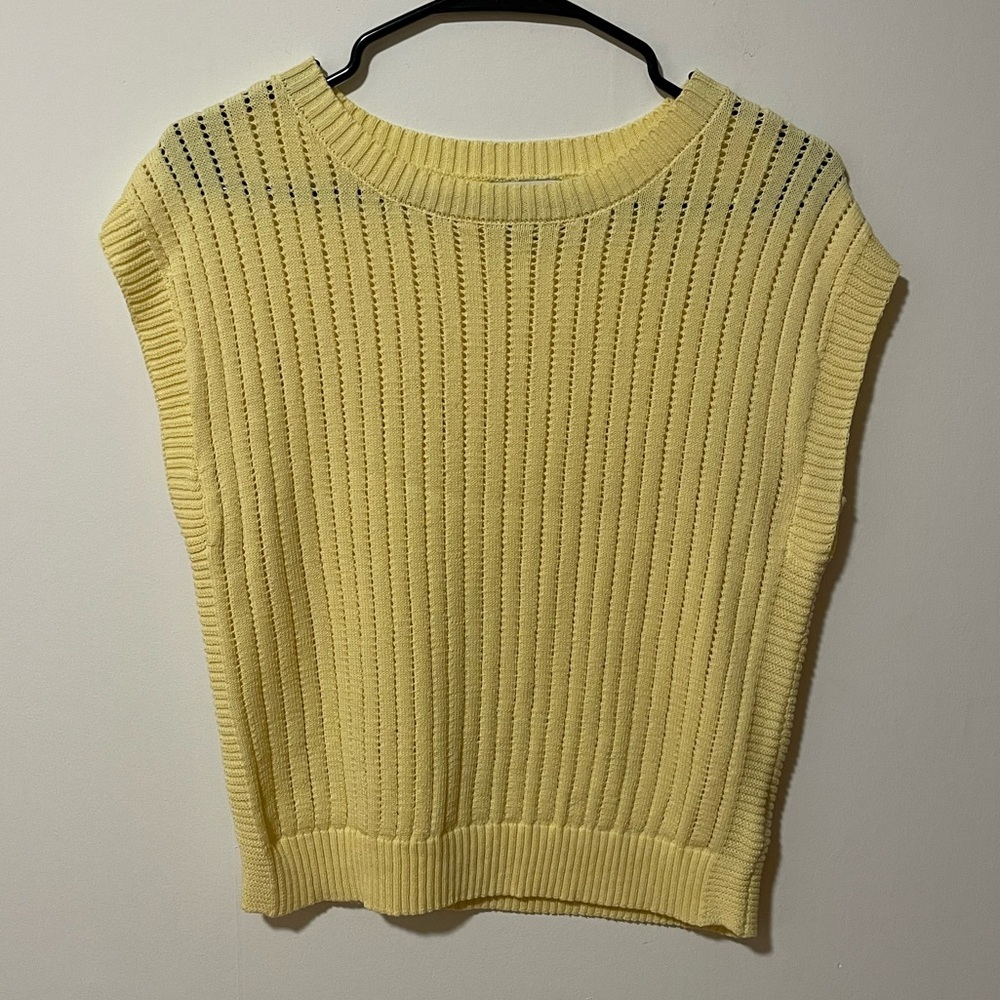 Rachel Zoe Cap Sleeve Yellow Knit Lightweight Sweater W’s XS